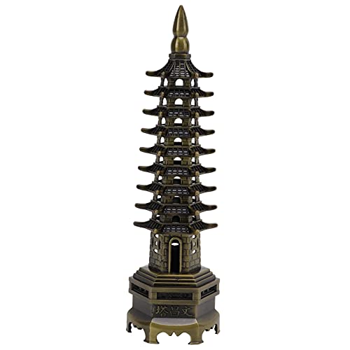 Cyrank 1 Stück Wenchang Turm Statue, Turm Modell Metalllegierung Pagode Zen Garten Miniatur Feng Shui Dekoration für Office Home Desktop Ornamente Sammlerfiguren von Cyrank