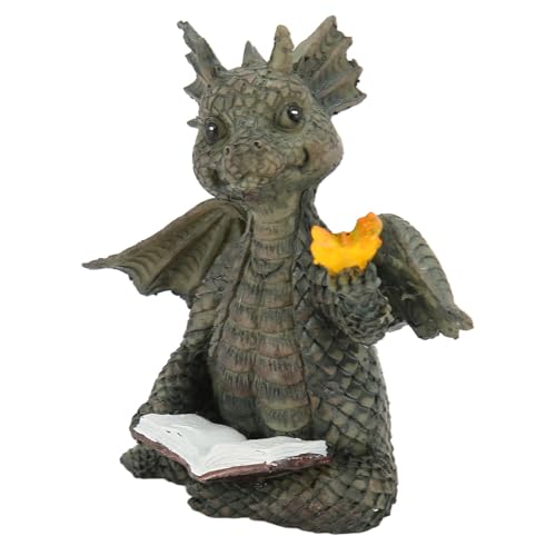 Cyrank Drachen Figuren, Dekofigur Drache, Drachen Gartenfiguren Deko Gartendrache Statue für GartenDeko Zimmer, Deko Baby-DrachenLesebuch-Statue, Kleine DrachenSkulptur, Garten-Dinosaurier-Harz von Cyrank