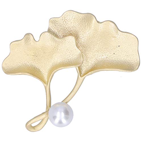 Cyrank Broschen für Frauen, Ginkgo-Blätter-Design mit Kunstperlen-Broschen zum Basteln, Damen-Broschen und Anstecknadeln, Kleidung, Dekoration, Accessoires(Gold) von Cyrank