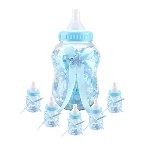 Cyrank Candy Flaschen Geschenkbox, Süßigkeiten Flasche Wiederverwendbar, Süßigkeiten Box 30 Flasche Blau, Babyparty Deko Junge, Baby Shower Geschenk Gastgeschenke Babyparty von Cyrank