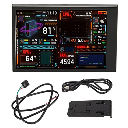 Cyrank Computer-Temperaturmonitor, 3,5-Zoll-PC-Temperaturanzeige Mit Visuellem Themeneditor, PC-Sensorfeldanzeige, USB-Datenmonitor Für Die CPU-Temperaturanzeige von Cyrank