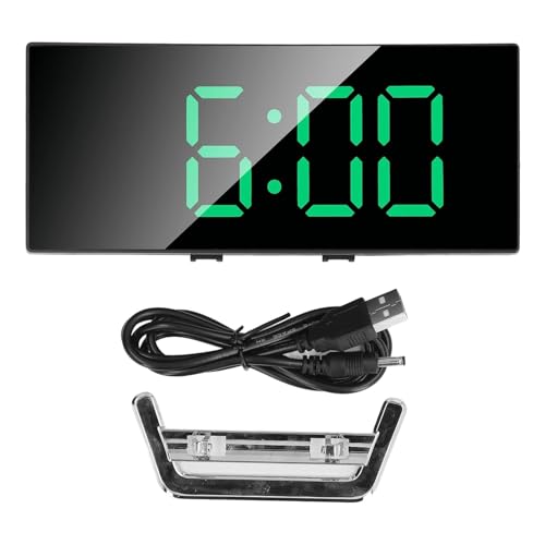 Cyrank Digitaluhr mit großem Display, LED-Digitalwecker, Spiegel-Leuchtfunktion, LED Uhr, Intelligente Elektronische Gebogene Uhr für das Schlafzimmer zu Hause, Digitaler Wecker, Tischuhr Digital von Cyrank