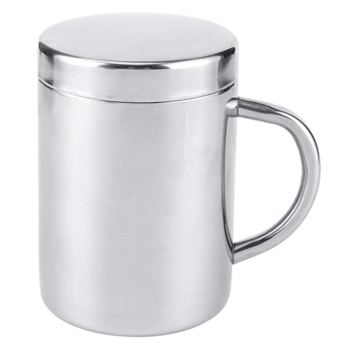 Cyrank Edelstahl Camping Becher, Doppelwandiger Edelstahlbecher mit Deckel und Griff, Edelstahl Kaffeebecher, Doppelwandiger Isolierbecher, Kaffeetasse Trinkbecher für Zuhause, Büro, Reise(S) von Cyrank