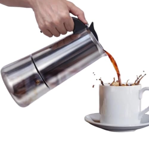 Cyrank Elektrische Kaffeemaschine, Elektrische Perkolator-Kaffeemaschine Mit Großer Kapazität, Tragbarer Edelstahl-Moka-Topf Für Zuhause Und Outdoor-Camping(450ML) von Cyrank