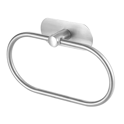 Cyrank Handtuchring, Edelstahl, Oval, Gebürstetes Nickel, Badetuchring, Wandmontage, Handtuchhalter, Handtuchhalter, Kein Bohren, Wandhandtuchhalter von Cyrank