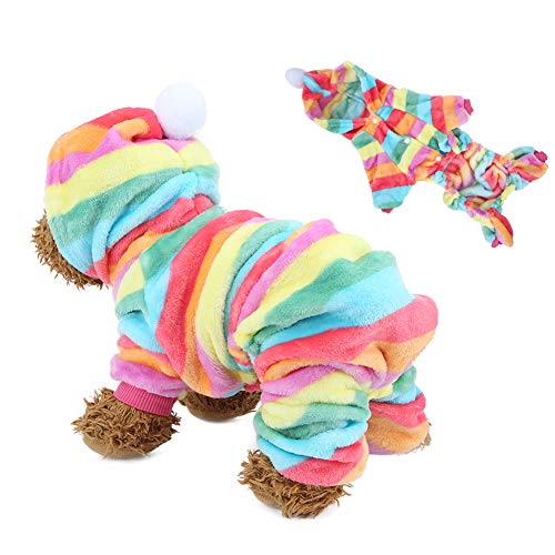 Cyrank Hundepyjama, Herbst-Winter-Hundekleidung, bunter Hunde-Strampler mit Hut, Training im Freien(XS-Mehrfarbig) von Cyrank