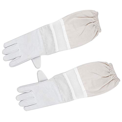 Cyrank Imker-Handschuhe Mit Langen Ärmeln, Atmungsaktive Mesh-Imker-Handschuhe, Schaffell-Imker-Imker-Arbeitswerkzeug(XL) von Cyrank
