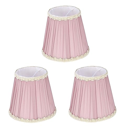 Cyrank Kleine Lampenschirme aus Stoff, 3er-Set Moderne Lampenschirm Hängelampe Klein, Rosa Lampenabdeckung, Nachttisch Lampenschirm Kronleuchter Lampenschirme von Cyrank