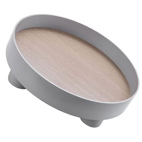 Rundes Parfümhalter-Tablett aus Holz Und Kunststoff, Rundes Modernes Dekoratives Tablett, Badezimmer-Waschtisch-Tabletts, Kreisförmiger Sockelständer, Couchtisch-Tabletts(grau) von Cyrank