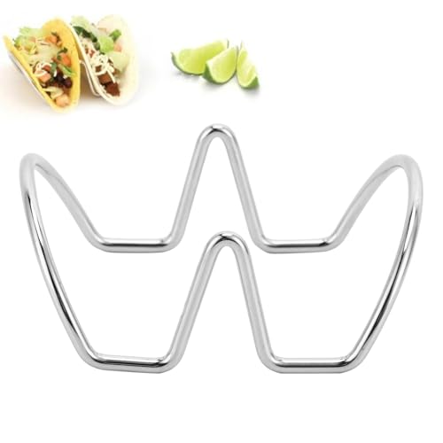 Cyrank Taco-Halter aus Edelstahl, Taco-Racks, Taco-Schalen zum Aufstellen, 2er-Pack zum Servieren von Tacos, Taco-Tabletts, Metalldraht-Taco-Ständer zum Backen(M) von Cyrank