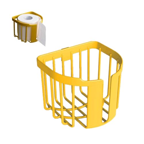 Toilettenpapierhalter Wandhalterung Papierhalter Korb ABS Stanzfreie Toilettenpapierbox Toilettenpapierspender Aufbewahrungskorb für Toilettenpapier Toilettenrollenhalter für Badezimmer(Gelb) von Cyrank