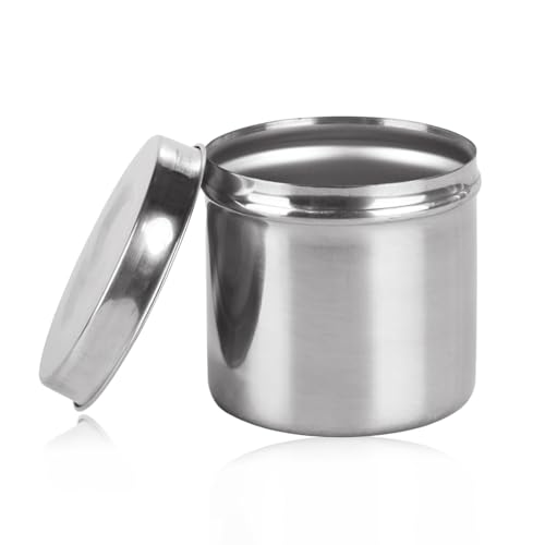 Cyrank Wattebällchen Behälter, Wattestäbchen Halter, Wattepadspender, Wattepads Behälter Box, Edelstahl-Box mit Deckel, Wattepad Spender mit Deckel, Kanister, Wattebausch-Becher für Wattestäbchen von Cyrank