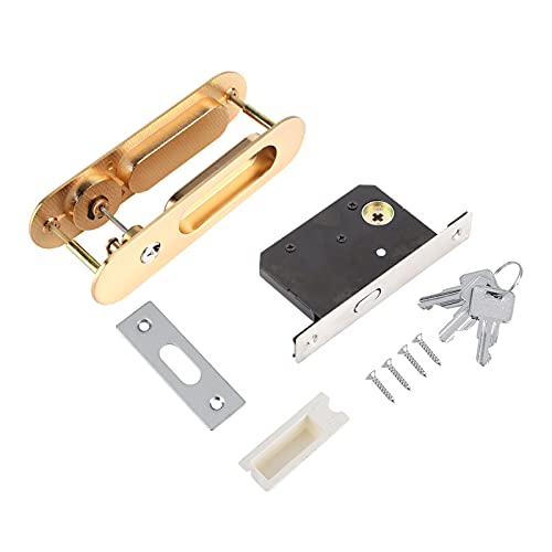 Door Handle Sets, Sliding Door Lock Handle with Keys Hardware Recessed Antitheft Wood Furniture Hardware for Furniture ﻿ (Gold) von Cyrank