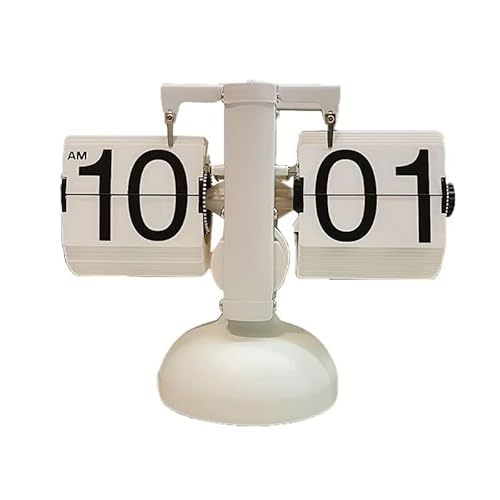 Flip Clock, Retro Digital Flip Down Clock Retro Vintage Design Auto Flip Clock Schreibtisch Uhr Tisch Uhr Daunen Uhr genaue mechanische Tabletop Flip Clock für Wohnzimmer Studie Mechanische Uhr(Weiß) von Cyrank