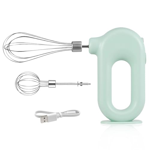 Handmixer, Kabelloser Elektrischer Mini-Eierschläger Handrührgerät Mit 4 Geschwindigkeitsstufen USB Aufladung 1500mah Praktischer Handrührer Elektrischer Mixer Für Die Küche Restaurant (Grün) von Cyrank