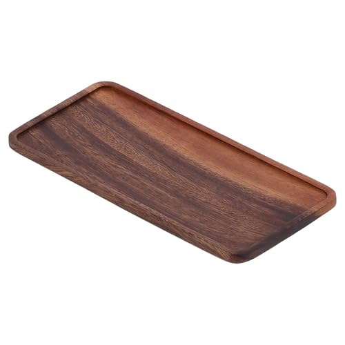Cyrank Holztablett Rechteckig, Tablett Holz Für Frühstück, Serviertablett Holz Klein, Dekotablett Holz, Deko Tablett, Servierplatte Holz, Holz Tablett für Kerzen, Snacks, Kleinigkeiten 25X12X1,2cm von Cyrank