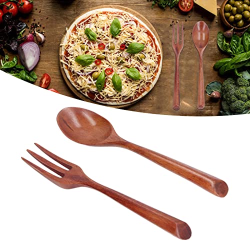 Holzlöffel-Gabel-Set, Holz-Essbesteck-Set Besteck Geschirr Besteck-Set Handgefertigtes Naturholz-Besteck-Set zum Kochen Rühren Essen von Cyrank