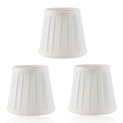 Lampenschirm, Lampenschirme 3er-Set Für Tischlampe, Trommelstoff-Lampenschirme Für Tischlampen Und Bodenleuchte, E14, Clip-on-Lampenschirm, Kerze, Kronleuchter Für H von Cyrank