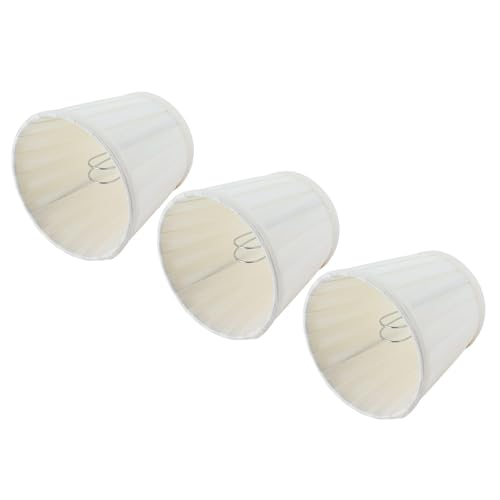 Lampenschirme, 3-teilig, Kleiner Lampenschirm, Clip auf Birne, cremeweißer Stoff, Lampenschirm, Kronleuchterschirme, modernes Plissee-Lampenschirm-Set von Cyrank