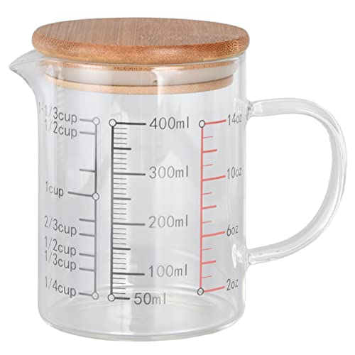 Messbecher Glas with Handle and Lid, 400ml Cup Messbecher, Measuring Jug Made of Glass for Kitchen, Restaurant von Cyrank