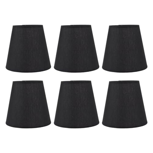 Moderne Barrel Lampenschirme 6er Set, Schwarz Clip on Lampenschirm Stoff Kleiner Lampenschirm E14 Lichtschirm für Tisch Kronleuchter Wandlampe von Cyrank