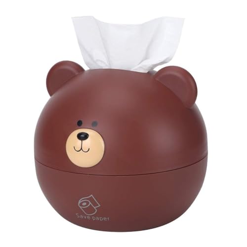 Nette Tissue Box Abdeckung, Runde Bärenkopf Form Tissue Box Gesichts Tissue Halter Spender Toilettenpapier Halter Toilettenpapier Container Cartoon Tissue Spender für Zuhause(Braun) von Cyrank