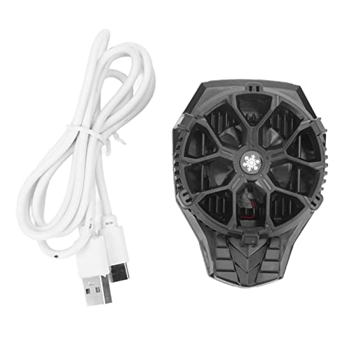 Phone Fast Cooling Fan, tragbarer Handy-Kühler, Halbleiter-Handy-Kühler, Handy-Lüfter mit Kabel für Gaming-Videos(Schwarz) von Cyrank