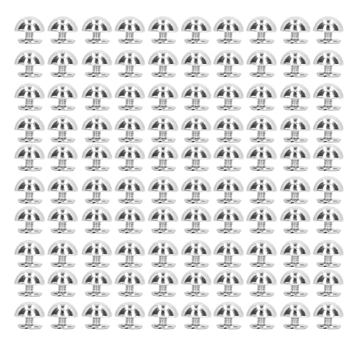 Runde Nieten mit Schraubverschluss, 10 mm, 100 Sätze, Pilznieten, Ledernieten, Galvanik, Handtaschenfüße für DIY-Geldbörsen, Handtaschengürtel(Silber-) von Cyrank