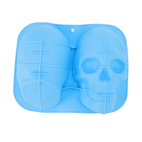 Schädelform zum Backen, multifunktionale Halloween-Backformen Totenkopf-Kuchenform Silikon-Schokoladenformen für Geburtstagsparty-Dekoration(blau) von Cyrank