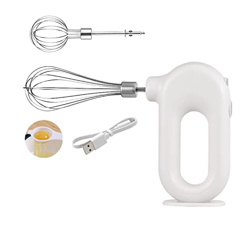 Schnurloser Handmixer, Elektrohandheld -Mischer Elektrischer Schneebesen 4 Geschwindigkeit Verstellbarer Mini -Eierschläger für Küchen USB -Charing 1500 mAh Leichtes Gewicht (Weiß) von Cyrank