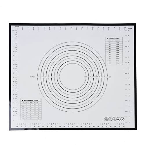 Silikon-Backmatte, 50 x 60 cm, rutschfeste Backmatte mit Maßen, Silikonmatten zum Backen, Teigmatte, Thekenmatte, Teigausrollmatte(Schwarz) von Cyrank