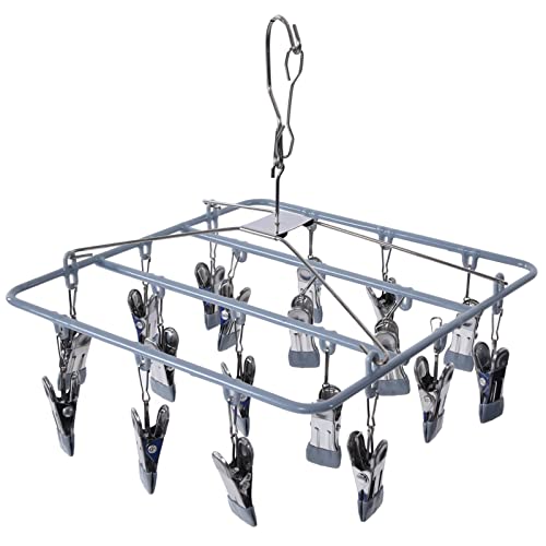 Stainless Steel Sock Drying Rack, 18 Clips, sockenhalter wäscheständer, Wäscheständer, Wäscheständer, Wäscheständer, Kleiderbügel for Socks, Underwear, Shoe Insoles, Baby Clothes, Gloves von Cyrank