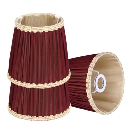 Cyrank Kronleuchter Lampenschirm, Stoff Lampenschirm Roter Lampenabdeckung Stoff E14 Schutzhülle Für Tischlampe Schreibtischlampe, Kleiner Für Wandlampe, Tischlampe von Cyrank