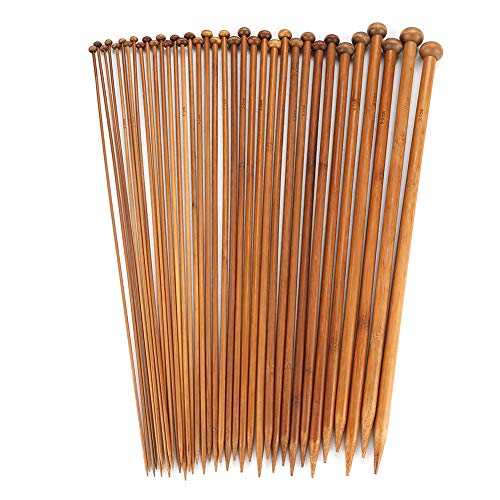 Stricknadeln 36 STÜCKE, Holz-Stricknadel-Set 2 Mm Bis 10 Mm Gerade Einspitzige Stricknadeln 13,6 Zoll Länge Mit Aufrollbarer Aufbewahrungsbox von Cyrank