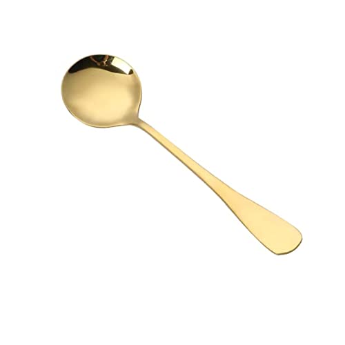 Suppenlöffel mit rundem Kopf, 2 Stück, Metall, koreanischer Löffel, Edelstahl, Suppenlöffel, Esslöffel, breiter Esslöffel für Suppe, Dessert, Kaffee(Gold) von Cyrank