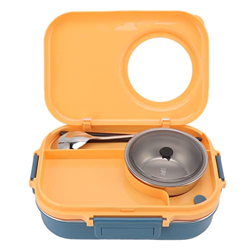 Thermo-Lunchbehälter, 4 Fächer, isolierte Lunchbox, tragbare Bento-Box mit Löffel, Essstäbchen und Suppenschüssel für das Picknick im Schulbüro(Gelb) von Cyrank