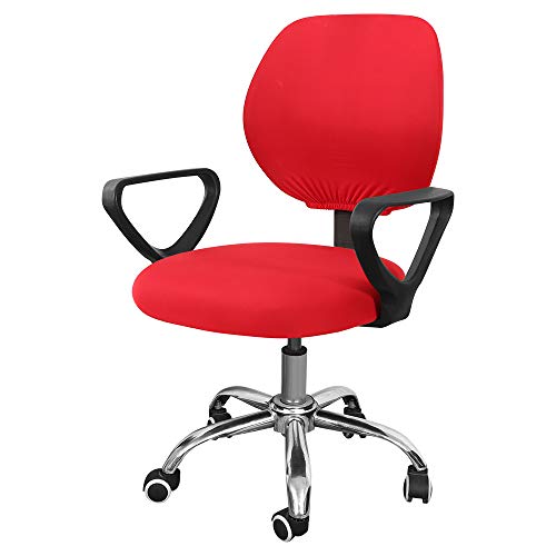 Cysincos Bürostuhl Bezug Stretch 2-Teilig Sitzbezug elastisch Bezug für Bürostuhl Computer Bürostuhl Husse Universal Drehstuhl Bezüge Set(Rot ，35-40 cm) von Cysincos