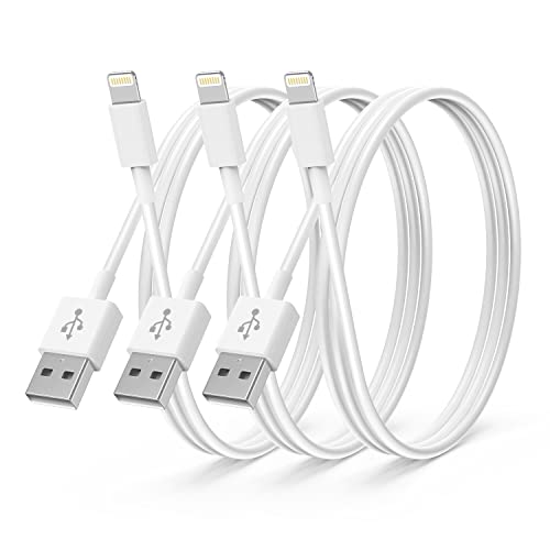 Apple MFi-zertifiziertes iPhone-Ladegerät, 1 m, iPhone Lightning auf USB-A-Kabel, Schnellladekabel für iPhone 12, SE, 2020, 11, XS, Max, XR, X, 8 Plus, 7 Plus, 6 Plus, 5S, iPad Pro (1 m, Weiß, 3) von CyvenSmart