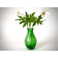 Boho Jugendstil Gefleckte Tschechoslowakei Blumenvase Geschenk Glas Tschechen Klein Grün Weiß von CzechColors