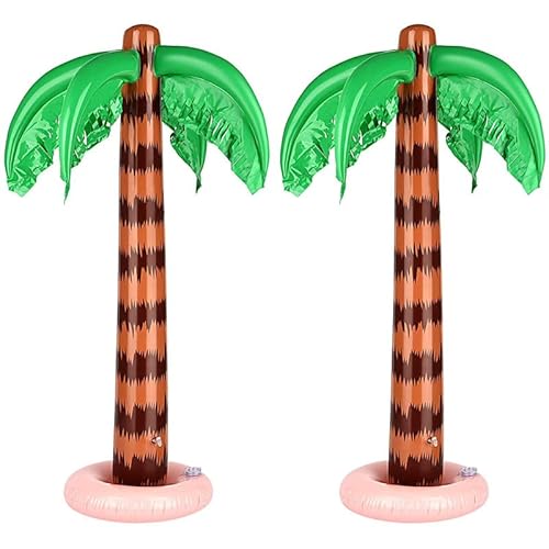 Czemo 2 Stück Pool Deko Spielzeug Aufblasbare Palme Sommerliche Hawaiian Party Dekoration 90cm Hoch, Grün-Braun (#03) von Czemo