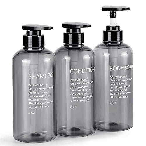 Czemo 3 Stück Shampoo Spender für Dusche 500ML Shampoo Flasche zum Befüllen Pumpflasche Nachfüllbarer Kunststoff-Lotionsspender Seifenspenderflaschen für Badezimmer von Czemo