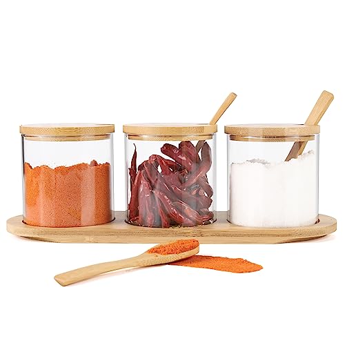Czemo Gewürzgläser 3x300ML Gewürzdosen Glas Gewürzstreuer Set mit Löffel Deckel Paletten Gewürz Gläser Salzdosen Zuckerdosen Set Gewürzbehälter Salz und Zucker behälter für Küche und Esstisch Czemo Gewürzgläser 3x300ML Gewürzdosen Glas Gewürzstreuer Set mit Löffel Deckel Paletten Gewürz Gläser Salzdosen Zuckerdosen Set Gewürzbehälter Salz und Zucker behälter für Küche und Esstisch von Czemo