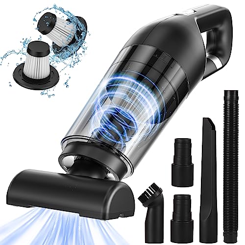 Czemo Handstaubsauger Akku 9000Pa Autostaubsauger Stark Staubsauger Kabellos Tragbarer Handsauger USB Auto Staubsauger Ohne Kabel für Auto Zuhause Tierhaare (Schwarz) von Czemo