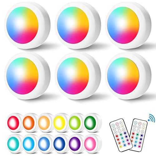 Czemo LED Strahler Batteriebetrieben Schrankbeleuchtung LED Unterbauleuchten mit 13 Farben Dimmbar Fernbedienung und Timing Funktion Vitrinenbeleuchtung Treppenlicht Kleiderschrank Schrank von Czemo