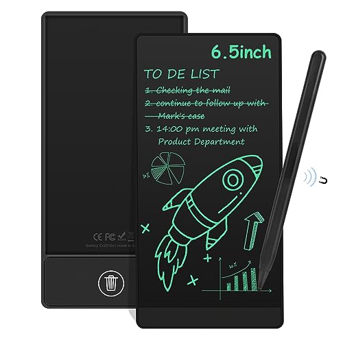 LCD-Schreibtafeln für Erwachsene, Czemo 6.5 Zoll Tragbar Vollbild LCD Schreibtafel mit Magnetstift, LCD Schreibbrett Zeichenbrett für Schneller Rekord, Büro, Memos, Arithmetik, Drawing, Schwarz von Czemo