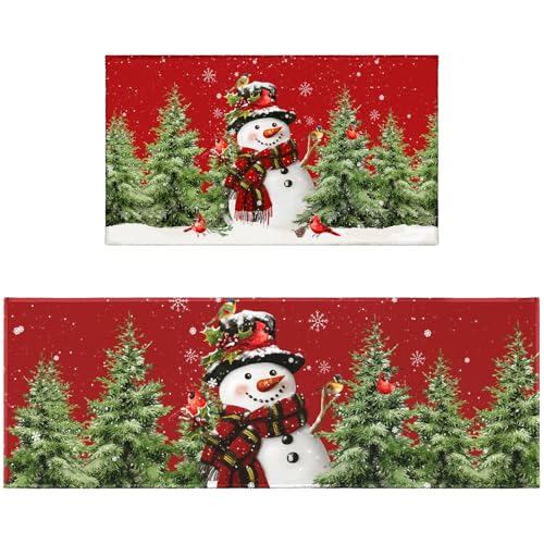 Weihnachtliche Küchenteppich-Set, rutschfest, für den Winter, Schneemann, Weihnachtsbaum, Küchenläufer mit Gummi-Rückseite, waschbar, Weihnachtsschneeflocke, Küchenmatten für den Boden, 43,2 x 119,4 Weihnachtliche Küchenteppich-Set, rutschfest, für den Winter, Schneemann, Weihnachtsbaum, Küchenläufer mit Gummi-Rückseite, waschbar, Weihnachtsschneeflocke, Küchenmatten für den Boden, 43,2 x 119,4 von Czeservior