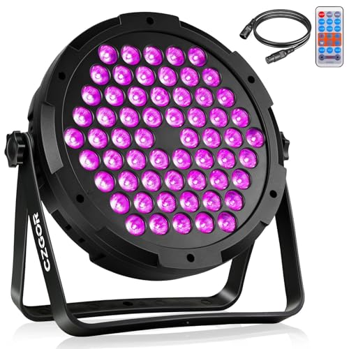 Czgor 90W LED Par Strahler, 60 LED RGB 3 in 1Bühnenlicht Partylicht mit Fernbedienung, 1M DMX Kable und 9 Lichtmodi, DMX 512 7CH Discolicht Scheinwerfer Bunt Beleuchtung für DJ Party Feste Show Bar von Czgor