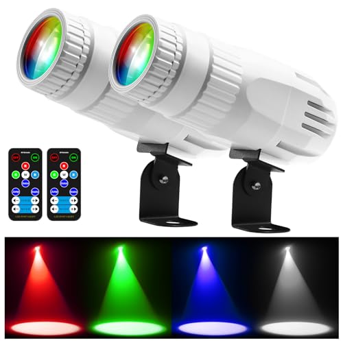 Pinspot Light 2er-Pack, Czgor 15W RGBW 4-in-1 Spiegelballlicht mit Fernbedienung, superhelles LED-Pinlicht, ideal für Partys, DJs, Discos, Clubs, Bars und Hochzeiten von Czgor