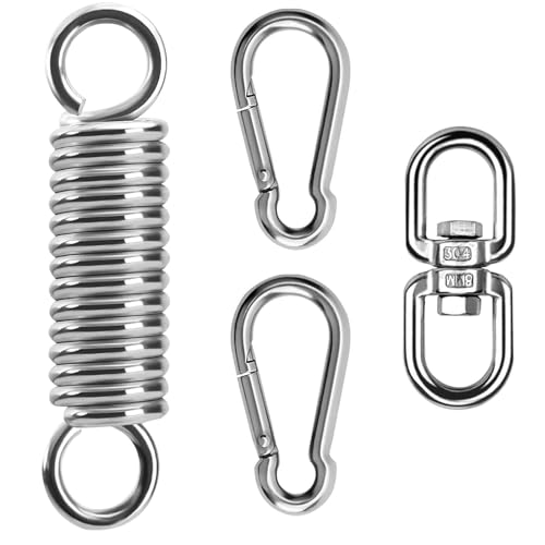 Czkonore Schwingfeder für Hängesessel, Stahlfeder Mit 360° Swivel Haken und 2 Karabinerhaken, Tragfähigkeit bis 265kg, Aufhängefeder für Hängestuhl, Hängematte, Boxsack, Yoga Czkonore Schwingfeder für Hängesessel, Stahlfeder Mit 360° Swivel Haken und 2 Karabinerhaken, Tragfähigkeit bis 265kg, Aufhängefeder für Hängestuhl, Hängematte, Boxsack, Yoga von Czkonore