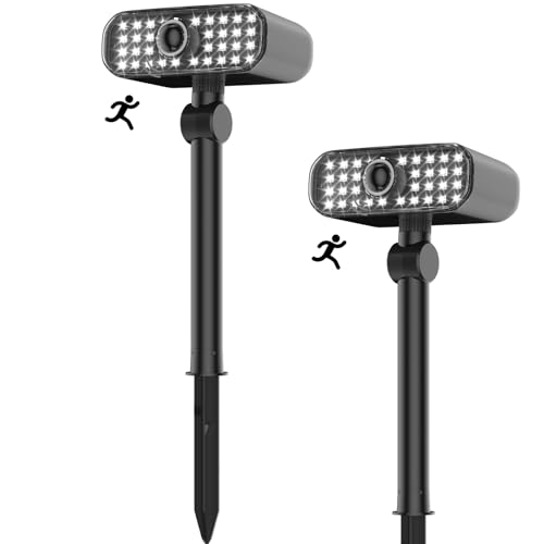 Solar Strahler für Außen, Solarlampen für Außen Garten mit Bewegungsmelder,Superhelle Solar Gartenleuchte,Gartenstrahler 2 Modi, IP65 Wasserdicht Gartenleuchten für Garten, Hof, Gehweg, 2er Pack von Czoele